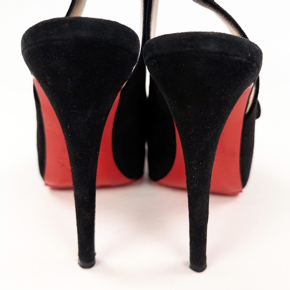 Christian Louboutin Rolande Boucle 120 Suede Slingback Pumps Casali Red Sole - Picture 5 of 7